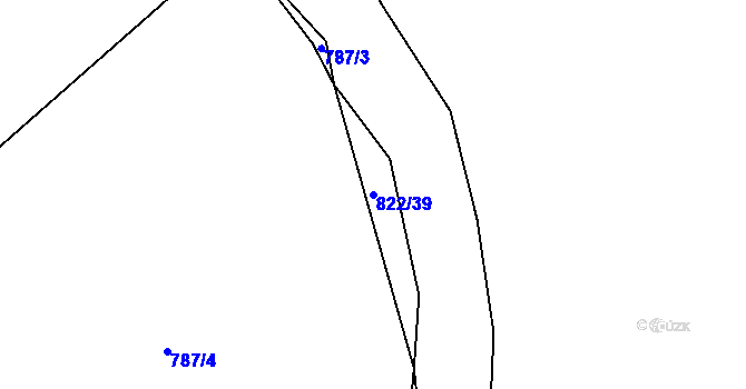 Parcela st. 822/39 v KÚ Drozdov, Katastrální mapa