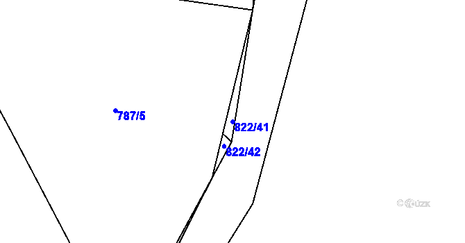 Parcela st. 822/41 v KÚ Drozdov, Katastrální mapa