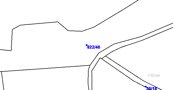 Parcela st. 822/46 v KÚ Drozdov, Katastrální mapa