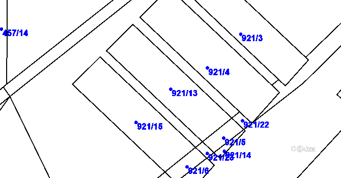 Parcela st. 921/13 v KÚ Drozdov, Katastrální mapa