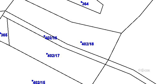 Parcela st. 402/18 v KÚ Drozdov, Katastrální mapa