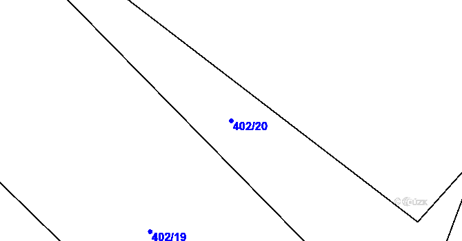 Parcela st. 402/20 v KÚ Drozdov, Katastrální mapa