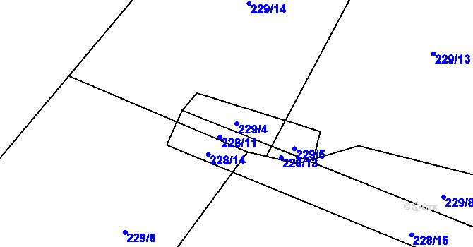 Parcela st. 229/4 v KÚ Drozdov, Katastrální mapa