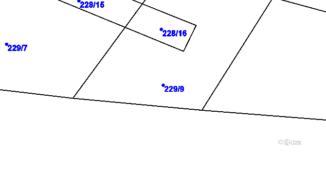 Parcela st. 229/9 v KÚ Drozdov, Katastrální mapa