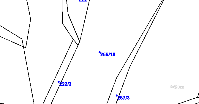 Parcela st. 256/18 v KÚ Drozdov, Katastrální mapa