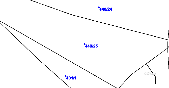 Parcela st. 440/25 v KÚ Drozdov, Katastrální mapa