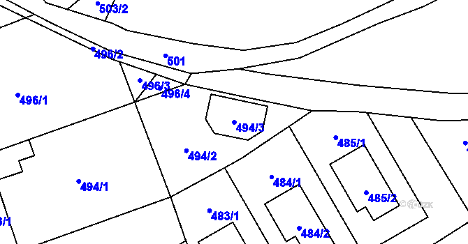 Parcela st. 494/3 v KÚ Droždín, Katastrální mapa