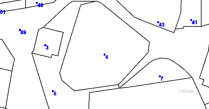 Parcela st. 4 v KÚ Droždín, Katastrální mapa