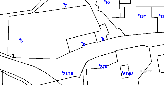 Parcela st. 8 v KÚ Droždín, Katastrální mapa