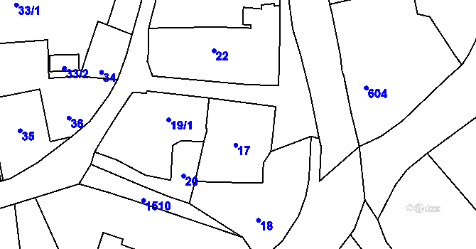 Parcela st. 17 v KÚ Droždín, Katastrální mapa