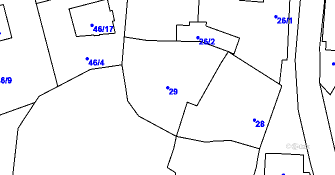 Parcela st. 29 v KÚ Droždín, Katastrální mapa