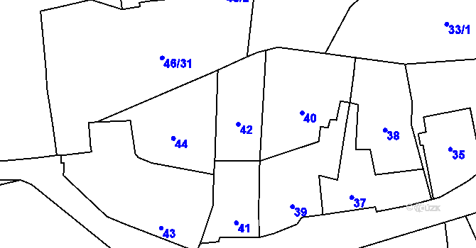 Parcela st. 42 v KÚ Droždín, Katastrální mapa