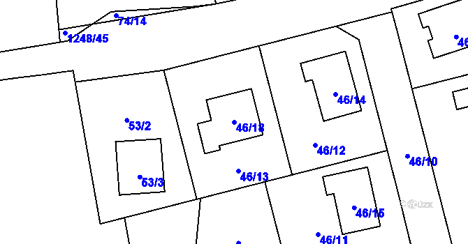 Parcela st. 46/18 v KÚ Droždín, Katastrální mapa