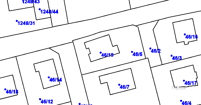 Parcela st. 46/19 v KÚ Droždín, Katastrální mapa
