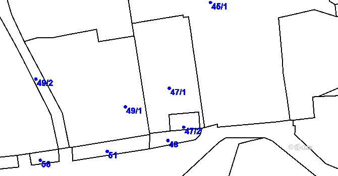 Parcela st. 47/1 v KÚ Droždín, Katastrální mapa