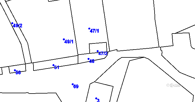 Parcela st. 47/2 v KÚ Droždín, Katastrální mapa