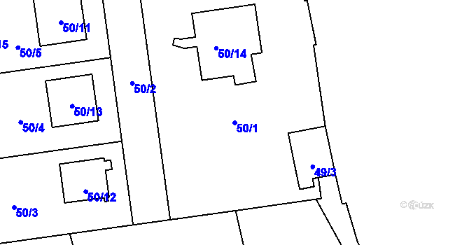 Parcela st. 50/1 v KÚ Droždín, Katastrální mapa