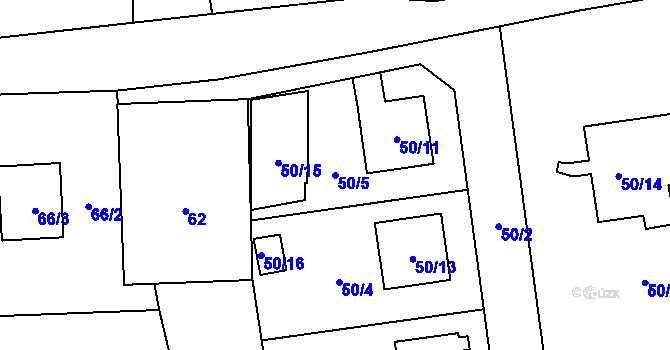 Parcela st. 50/5 v KÚ Droždín, Katastrální mapa