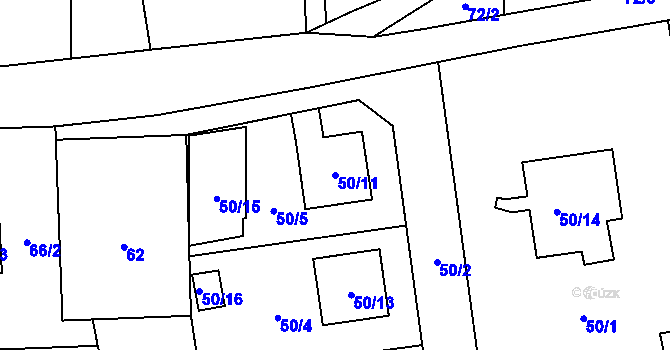 Parcela st. 50/11 v KÚ Droždín, Katastrální mapa