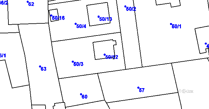 Parcela st. 50/12 v KÚ Droždín, Katastrální mapa