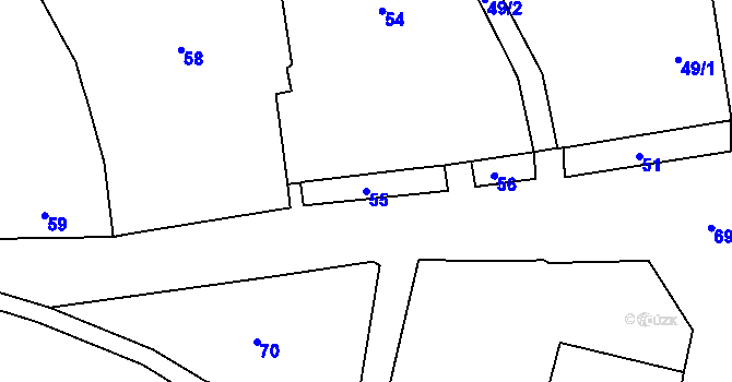 Parcela st. 55 v KÚ Droždín, Katastrální mapa
