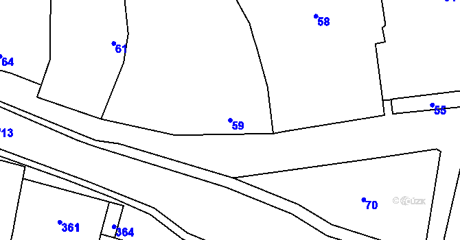 Parcela st. 59 v KÚ Droždín, Katastrální mapa