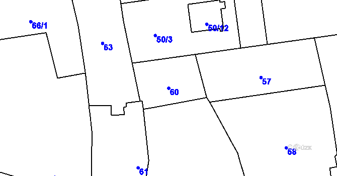 Parcela st. 60 v KÚ Droždín, Katastrální mapa
