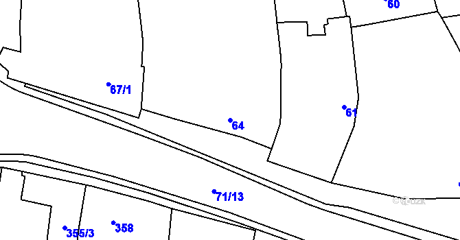 Parcela st. 64 v KÚ Droždín, Katastrální mapa