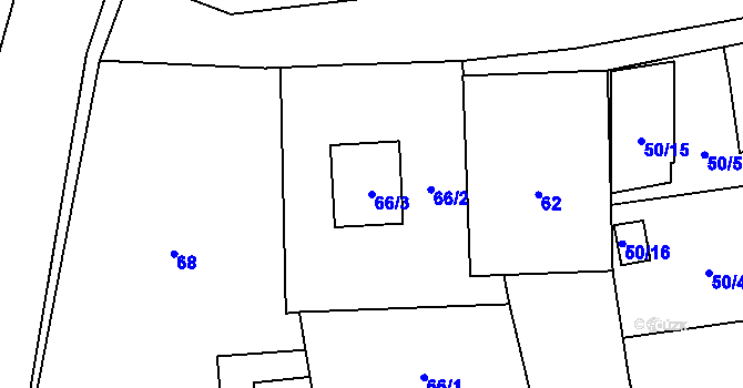 Parcela st. 66/3 v KÚ Droždín, Katastrální mapa