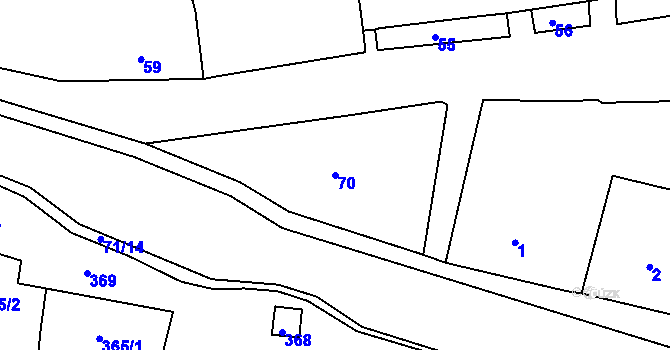 Parcela st. 70 v KÚ Droždín, Katastrální mapa