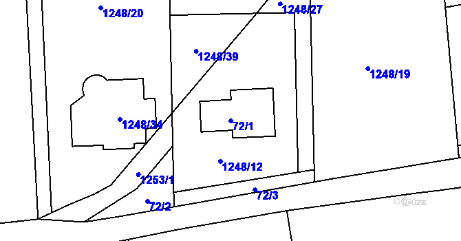 Parcela st. 72/1 v KÚ Droždín, Katastrální mapa