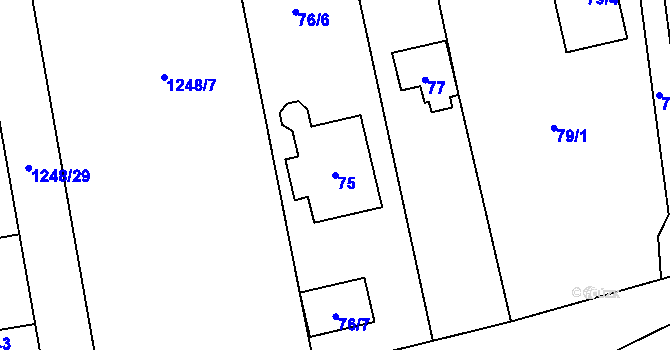 Parcela st. 75 v KÚ Droždín, Katastrální mapa
