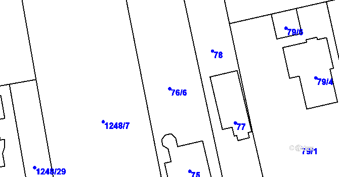 Parcela st. 76/6 v KÚ Droždín, Katastrální mapa