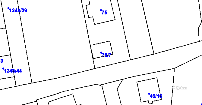 Parcela st. 76/7 v KÚ Droždín, Katastrální mapa