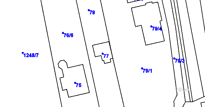 Parcela st. 77 v KÚ Droždín, Katastrální mapa