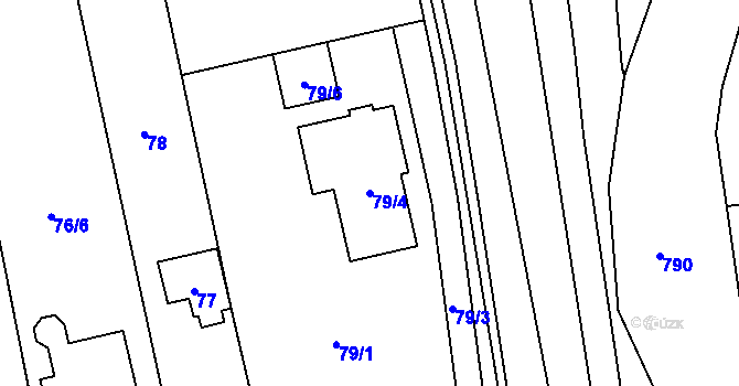 Parcela st. 79/4 v KÚ Droždín, Katastrální mapa