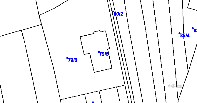 Parcela st. 79/5 v KÚ Droždín, Katastrální mapa
