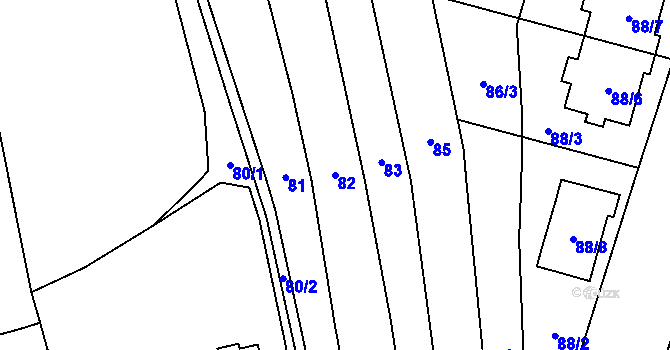 Parcela st. 82 v KÚ Droždín, Katastrální mapa