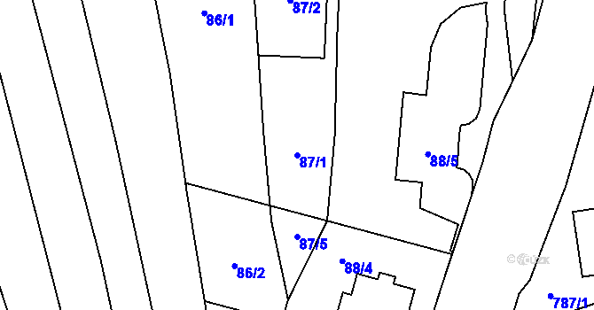Parcela st. 87/1 v KÚ Droždín, Katastrální mapa