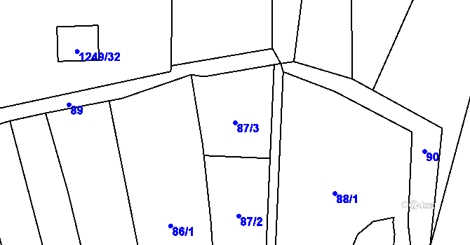 Parcela st. 87/3 v KÚ Droždín, Katastrální mapa