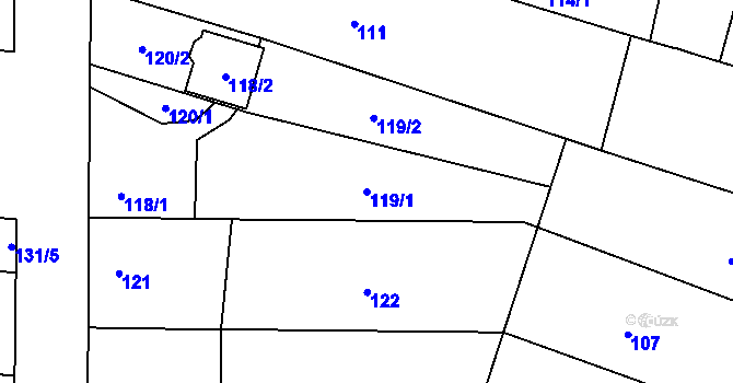 Parcela st. 119/1 v KÚ Droždín, Katastrální mapa