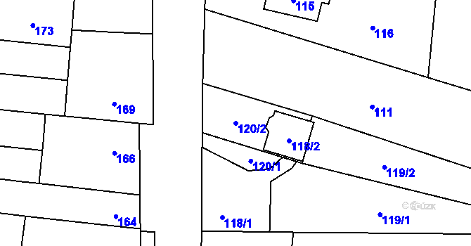 Parcela st. 120/2 v KÚ Droždín, Katastrální mapa