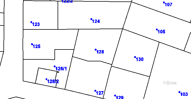 Parcela st. 128 v KÚ Droždín, Katastrální mapa