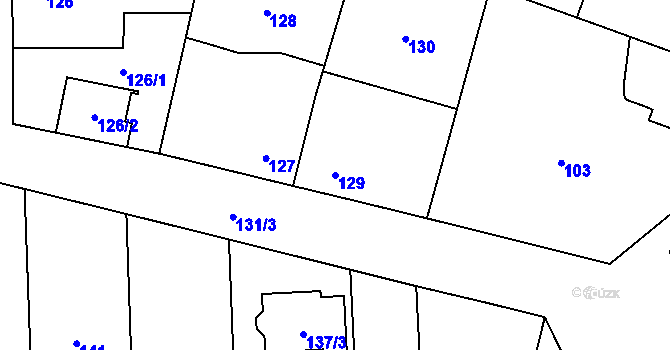 Parcela st. 129 v KÚ Droždín, Katastrální mapa