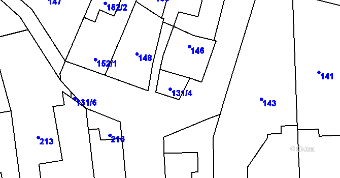 Parcela st. 131/4 v KÚ Droždín, Katastrální mapa