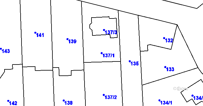 Parcela st. 137/1 v KÚ Droždín, Katastrální mapa