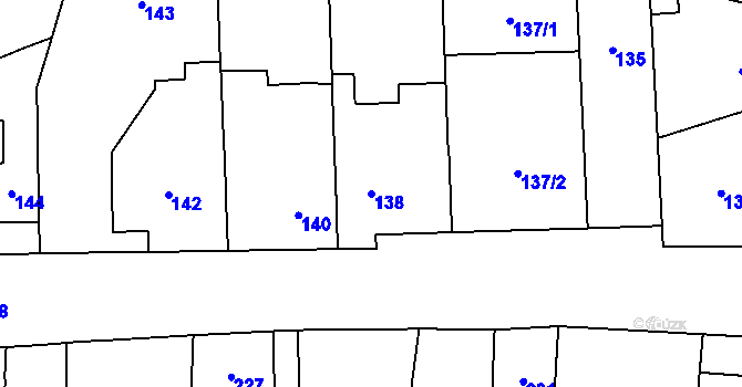 Parcela st. 138 v KÚ Droždín, Katastrální mapa