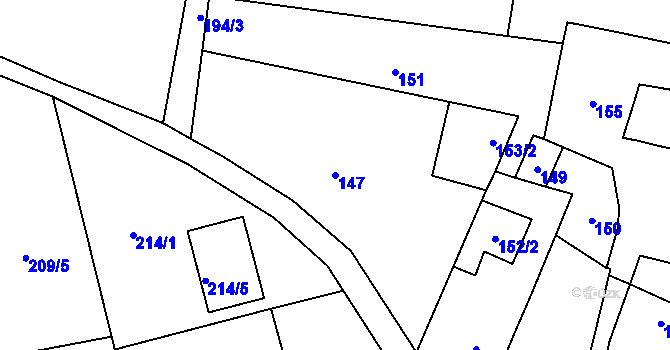 Parcela st. 147 v KÚ Droždín, Katastrální mapa