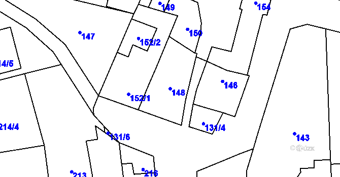 Parcela st. 148 v KÚ Droždín, Katastrální mapa