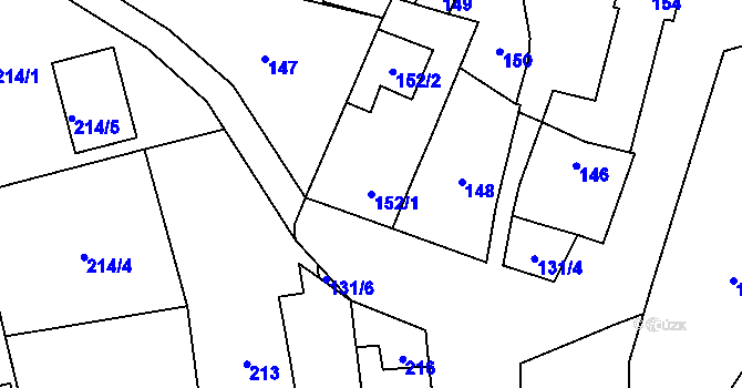 Parcela st. 152/1 v KÚ Droždín, Katastrální mapa